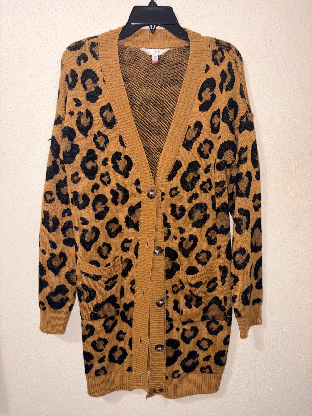 No Boundaries Camel and Black Leopard Cardigan